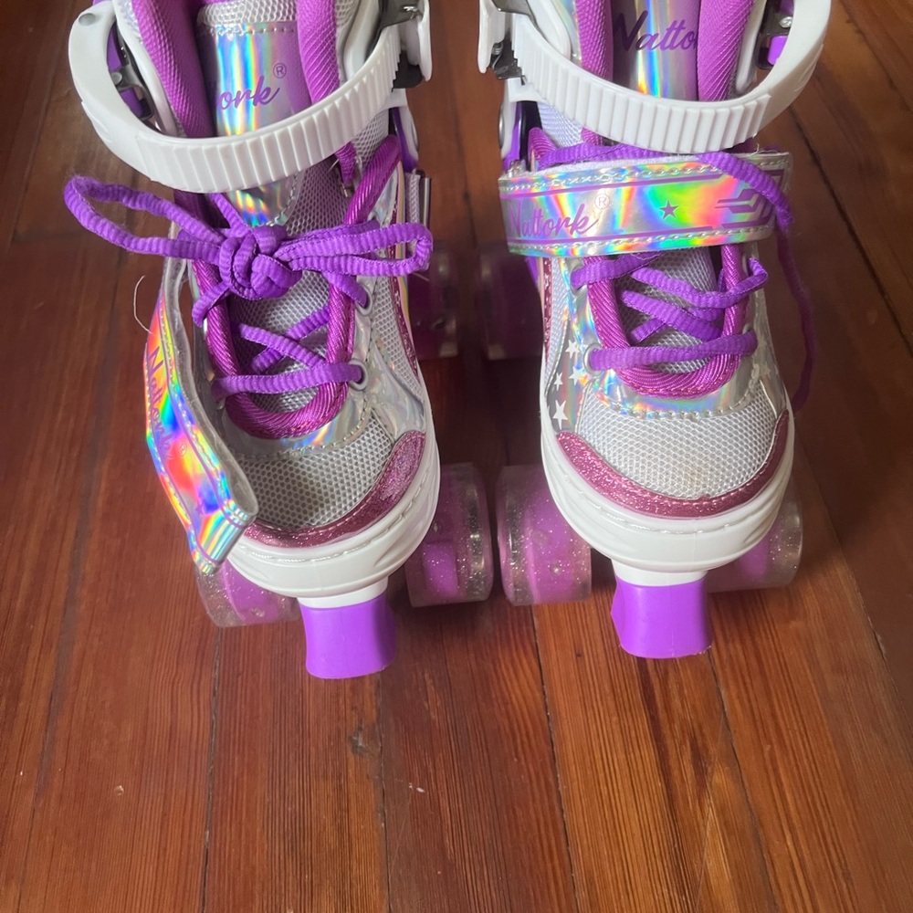 Purple and Silver Roller Skates
